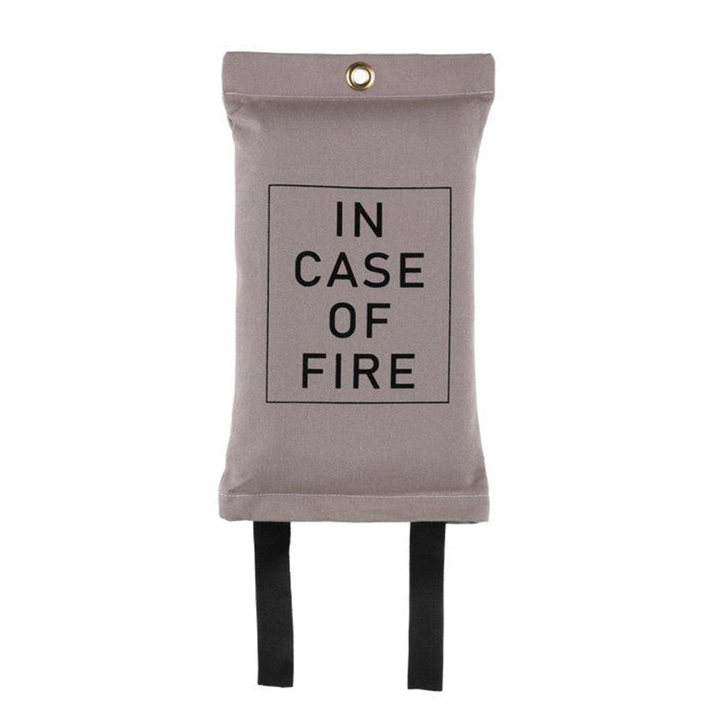 Brandtæppe »In Case Of Fire« 120 x 180 cm – Brungrå / Slukketæppe / Brandsikring til køkken og hjem