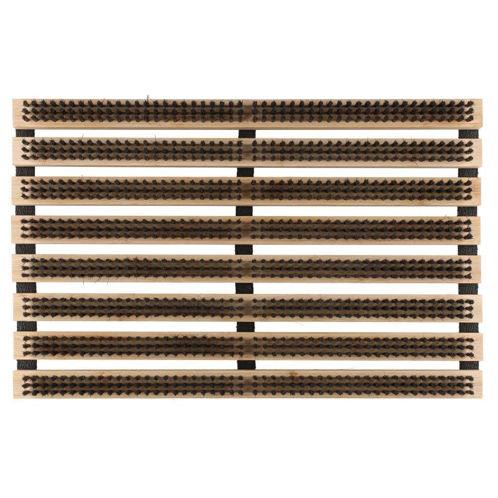 Dørmåtte med børster 58×37 cm / skrabemåtte / entrémåtte – Træ/Sort