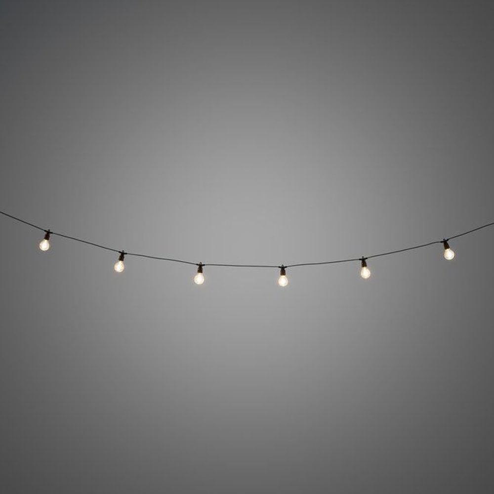 Festlys med 10 LED-pærer / Varmhvid lyskæde med glødetråd / Festbelysning til indendørs og udendørs brug