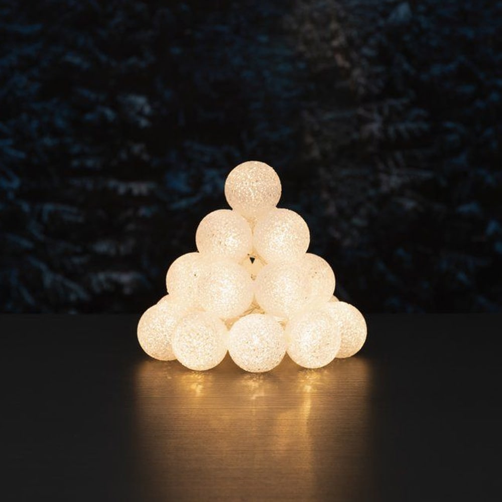 Snelampe med LED-lys / Varmhvid sneboldlampe med 20 LED-pærer / Lysdekoration til inde og ude