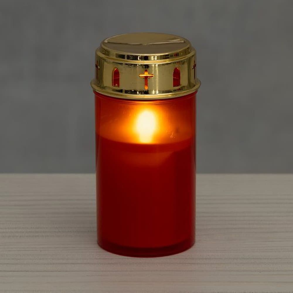 LED-gravlys med skumringssensor – Rød / Batteridrevet gravlys / LED-lampe til gravstedet