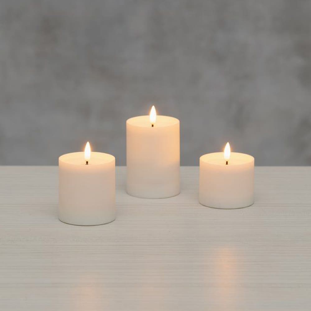 LED-bloklys med smelteeffekt og 3D-flamme, 3-pak / Batteridrevne lys med timer / Elektriske lys