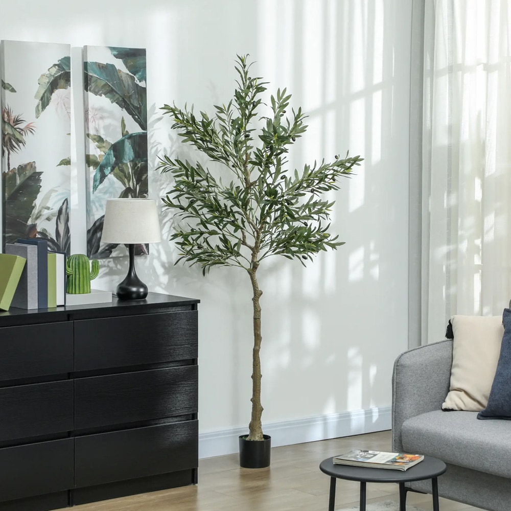 Kunstigt oliventræ 180 cm / dekorativt træ med formbare grene og naturtro blade – Grøn