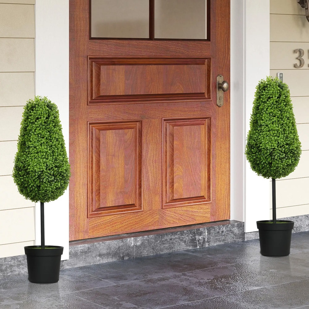 Kunstig buksbom 2 stk / dekorative planter i krukke 90 cm – Grøn