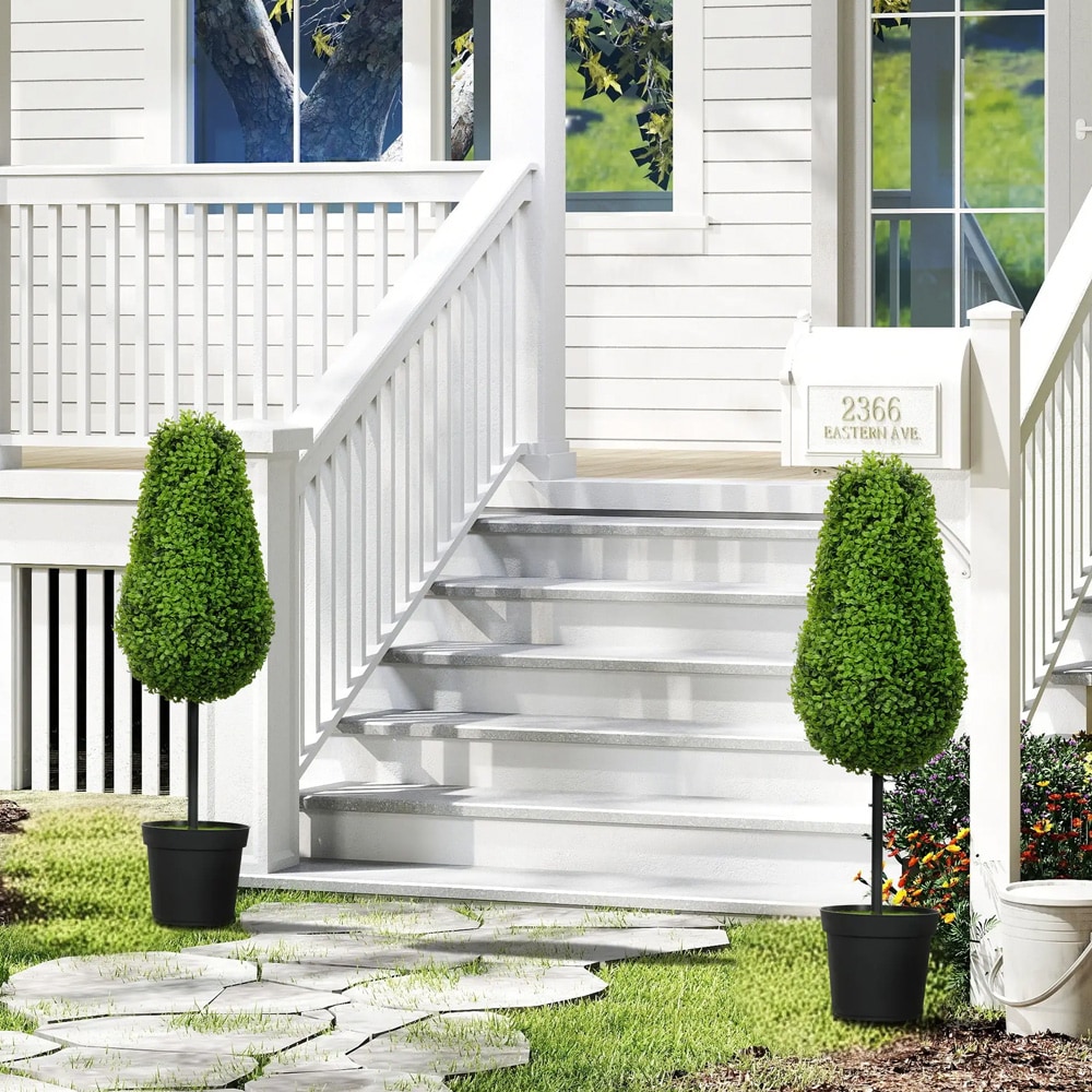 Kunstig buksbom 2 stk / dekorative planter i krukke 90 cm – Grøn