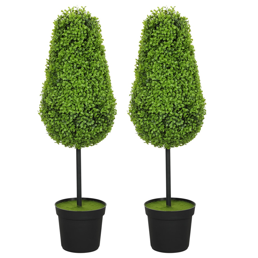 Kunstig buksbom 2 stk / dekorative planter i krukke 90 cm – Grøn