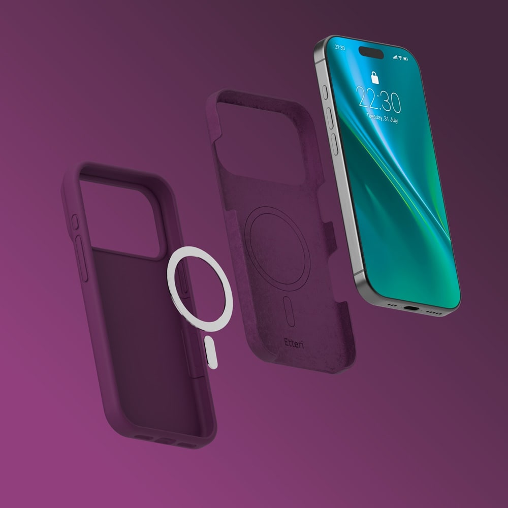 Etteri MagSafe-cover til iPhone 17/18 Pro – Mørk kirsebær / Mag-cover / Silikoneetui
