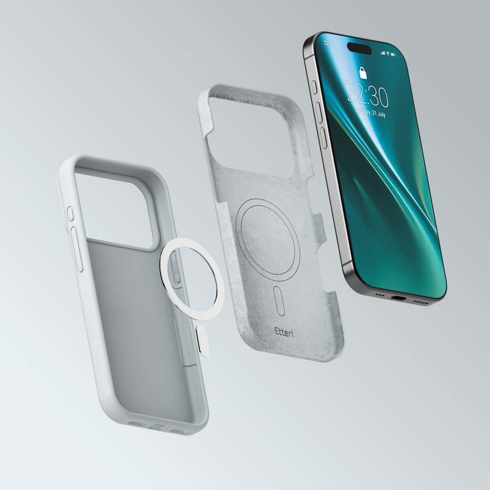 Etteri silikone MagSafe-etui i sølv til iPhone 17/18 Pro / Silikoneetui / Blødt etui