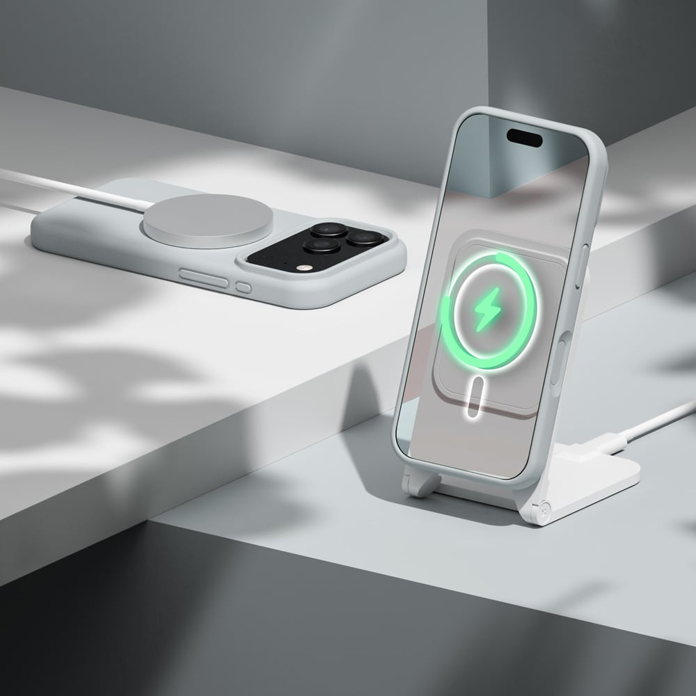 Etteri silikone MagSafe-etui til iPhone 17/18 Pro Max – Sølv / Mag-etui / Silikoneetui