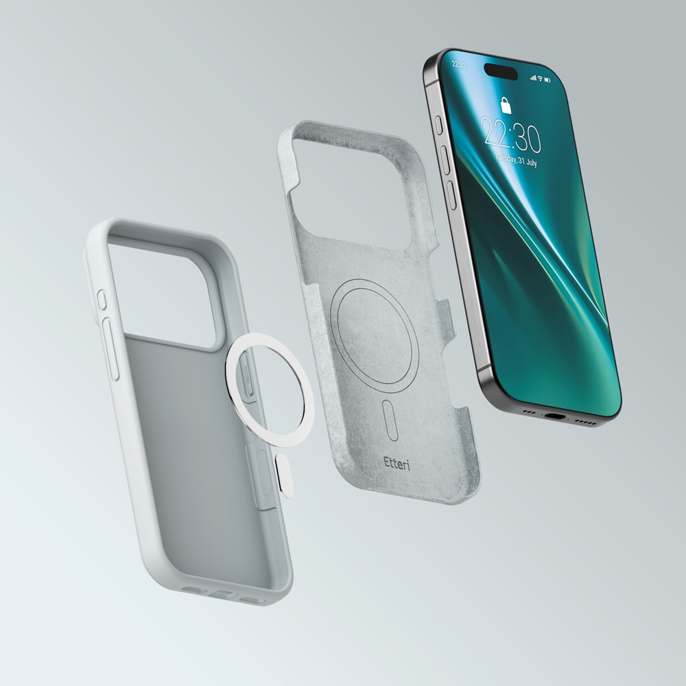 Etteri silikone MagSafe-etui til iPhone 17/18 Pro Max – Sølv / Mag-etui / Silikoneetui