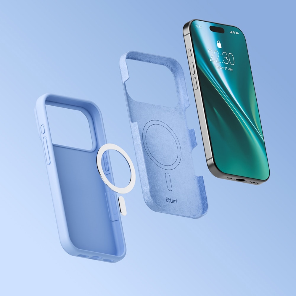 Etteri MagSafe-cover til iPhone 17/18 Pro Max – Lysblåt / Silikonecover / Mobilcover