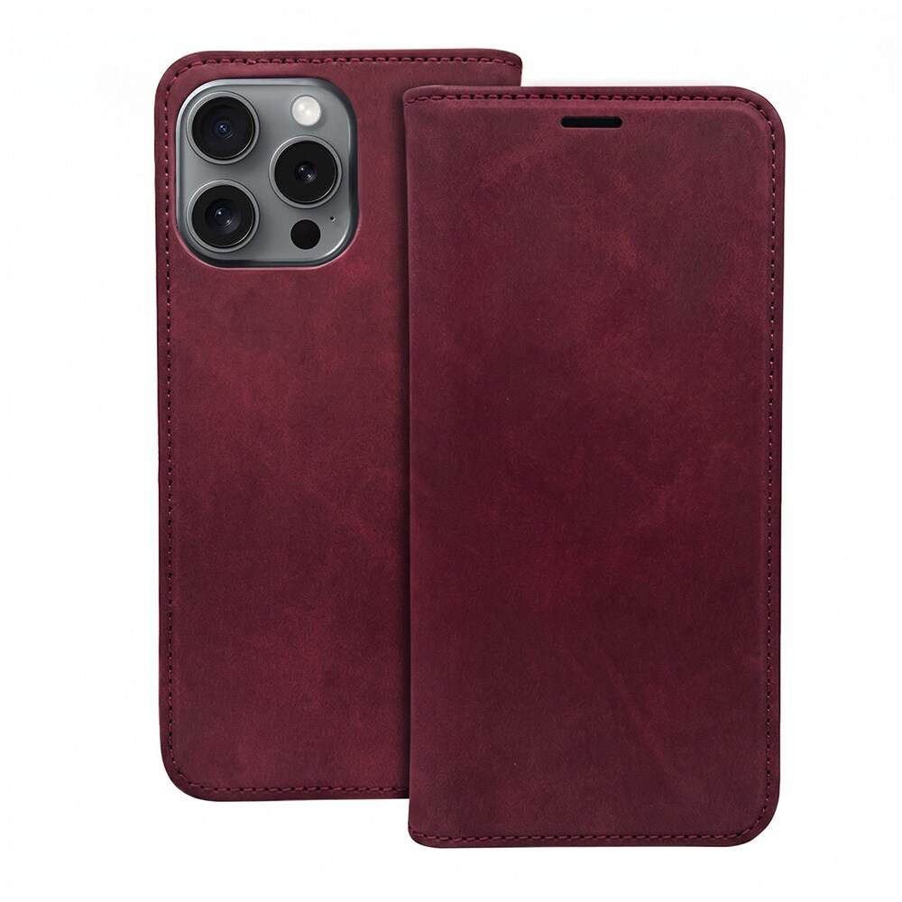 Etui i kunstlæder til iPhone 17 Pro / iPhone 18 Pro – Rødbrun / Pungetui / Mobiletui