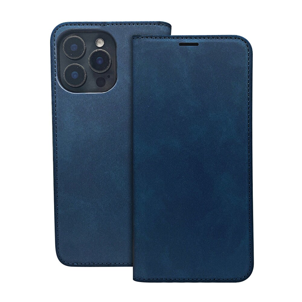 Smart Suede-etui til iPhone 17/18 Pro – Blå / Pungetui / Sammenfoldeligt mobiletui