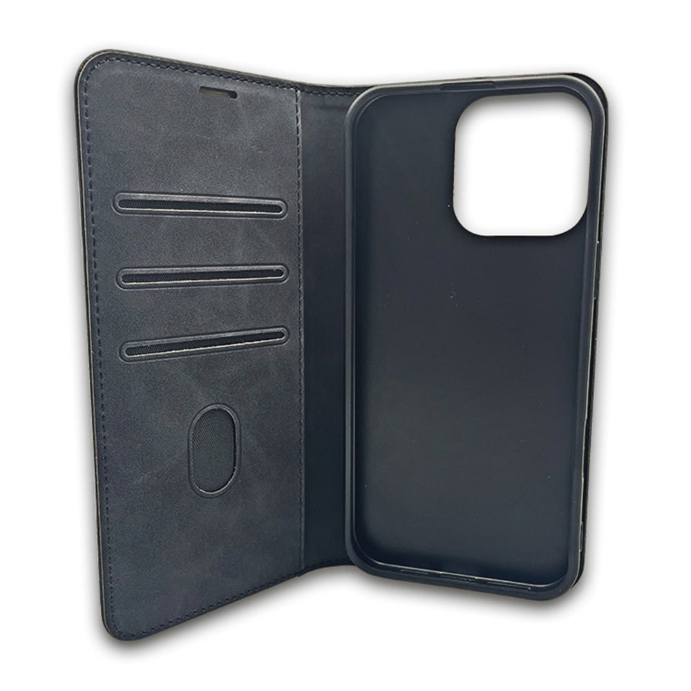 Smart Suede-etui til iPhone 17/18 Pro Max – Svart / Pungetui / Flip-etui