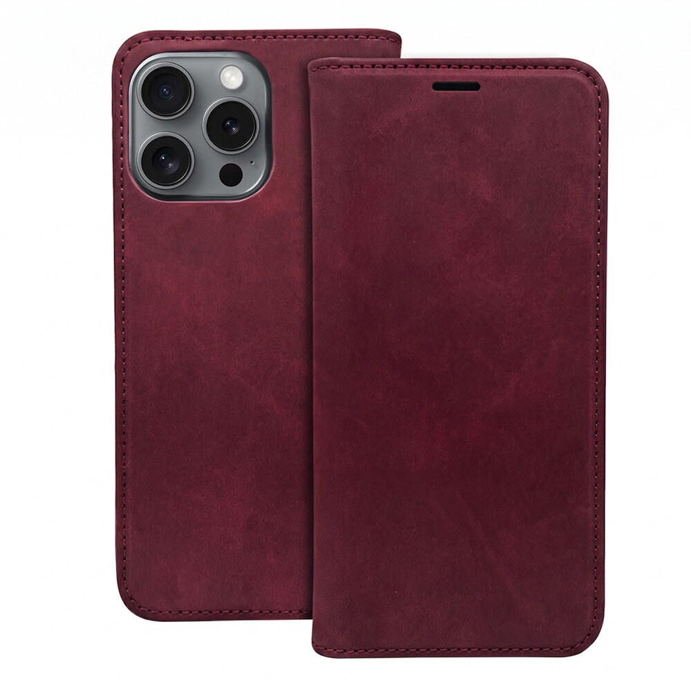 Smart Suede-etui til iPhone 17/18 Pro Max – Rødbrun / Pungetui / Flip-etui