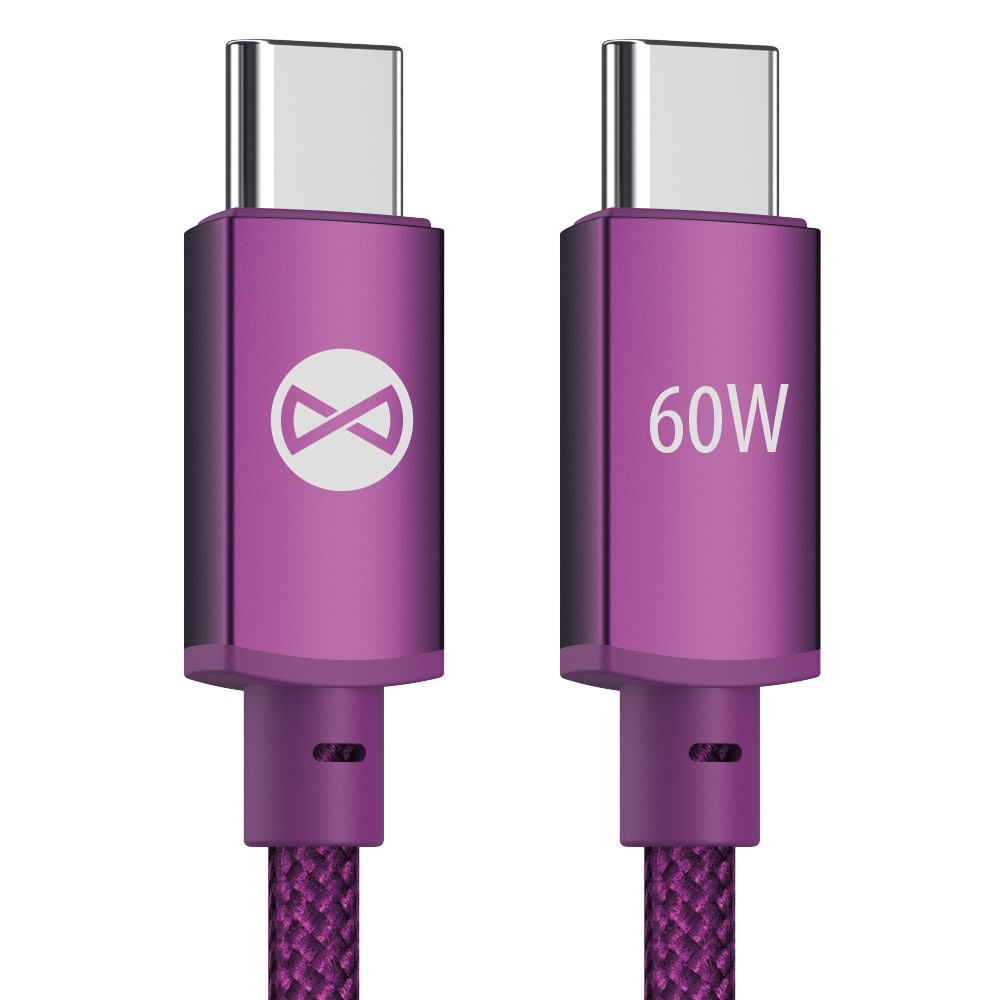 Forever Vibe USB-C-kabel 1 m 60 W – Mørk kirsebær / Hurtigopladerkabel / Datakabel