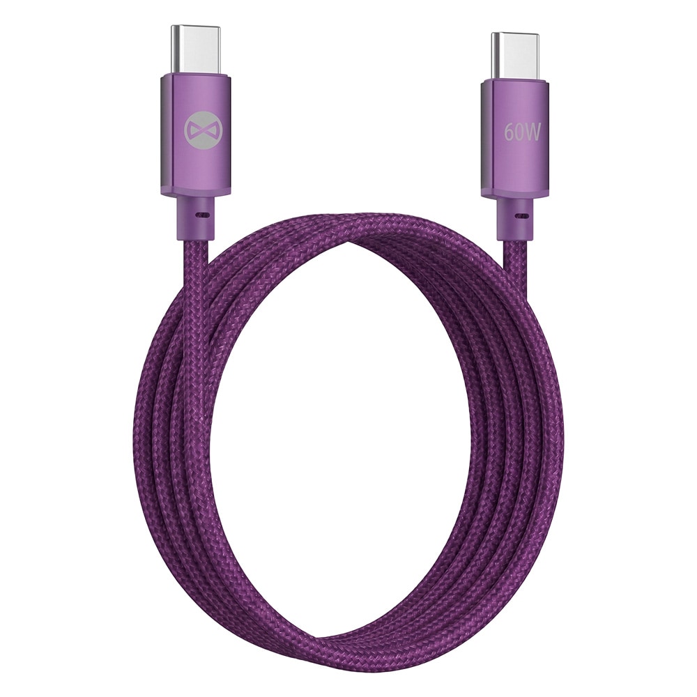 Forever Vibe USB-C-kabel 1 m 60 W – Mørk kirsebær / Hurtigopladerkabel / Datakabel