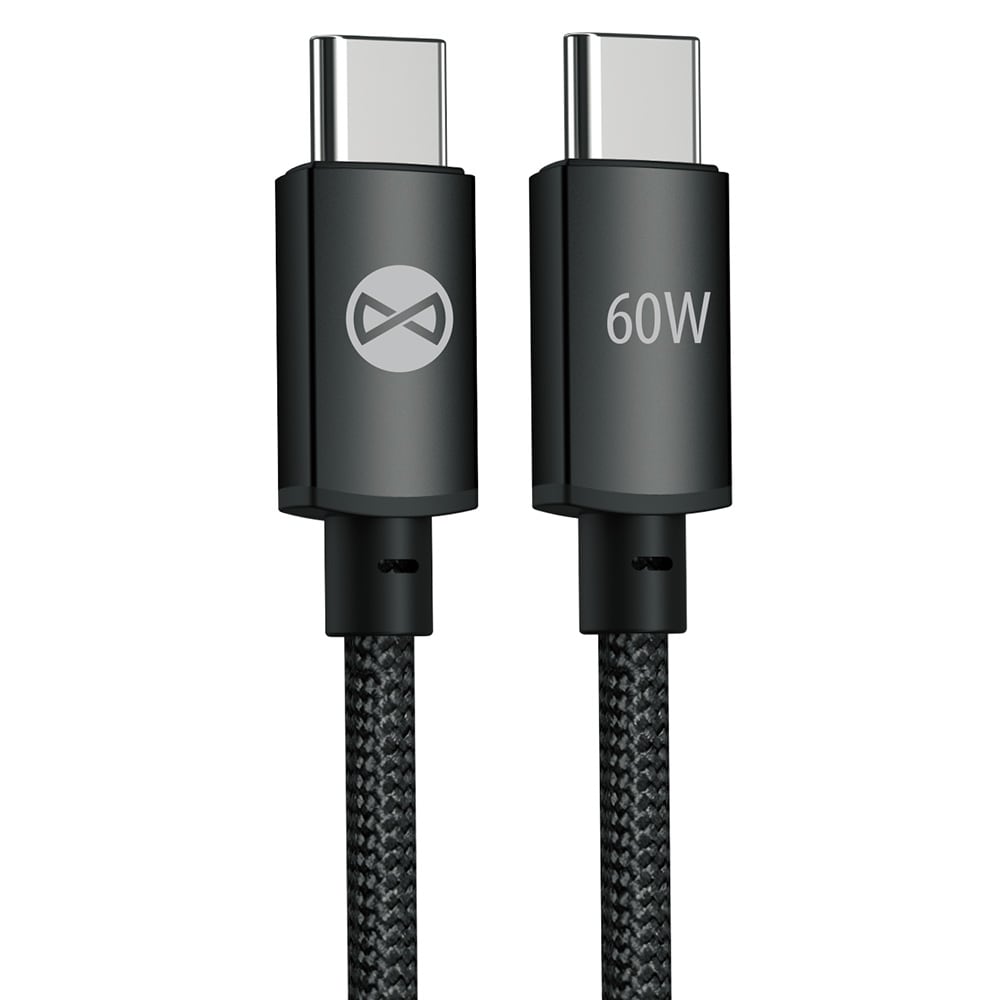 Forever Vibe USB-C-kabel 1 m 60 W – Mørkegrå / Hurtigopladningskabel / USB-C-datakabel