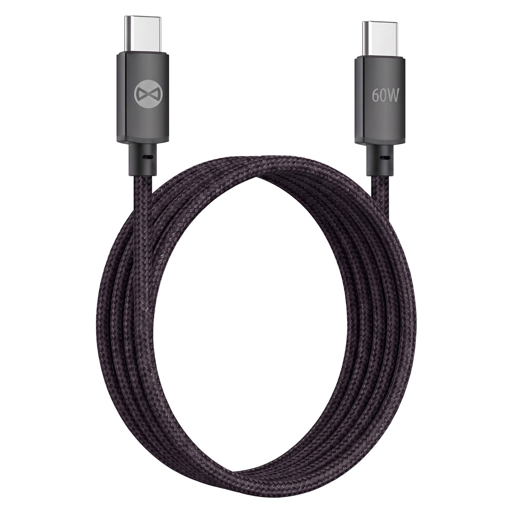 Forever Vibe USB-C-kabel 1 m 60 W – Mørkegrå / Hurtigopladningskabel / USB-C-datakabel