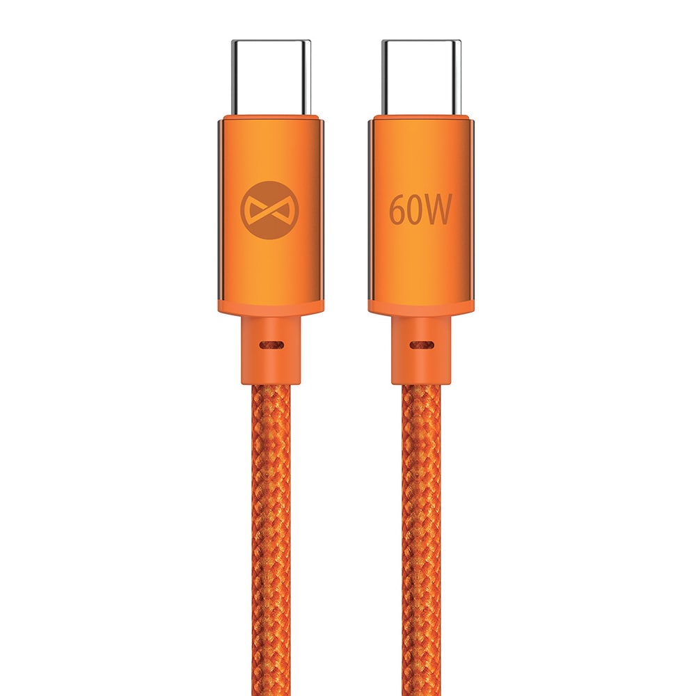 Forever Vibe USB-C-kabel 1 m 60 W – Orange / Hurtigopladningskabel / USB-C-datakabel