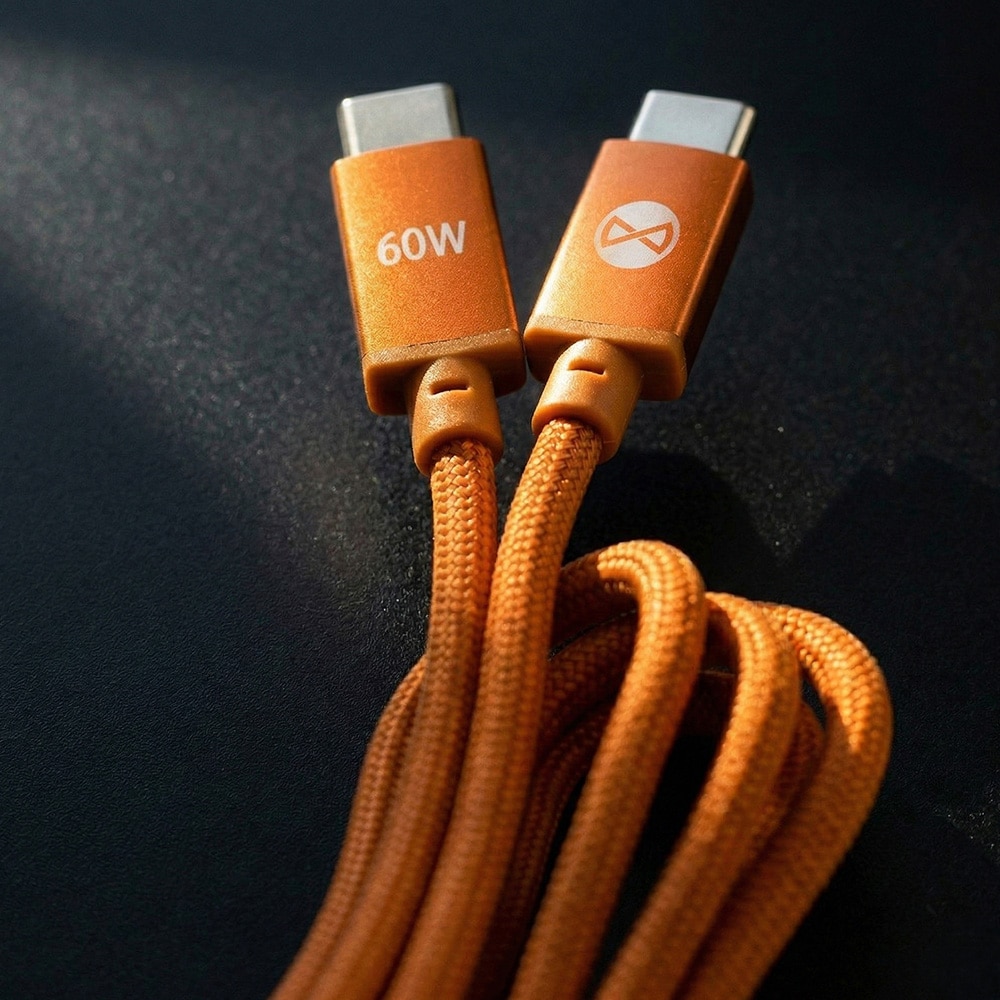 Forever Vibe USB-C-kabel 1 m 60 W – Orange / Hurtigopladningskabel / USB-C-datakabel
