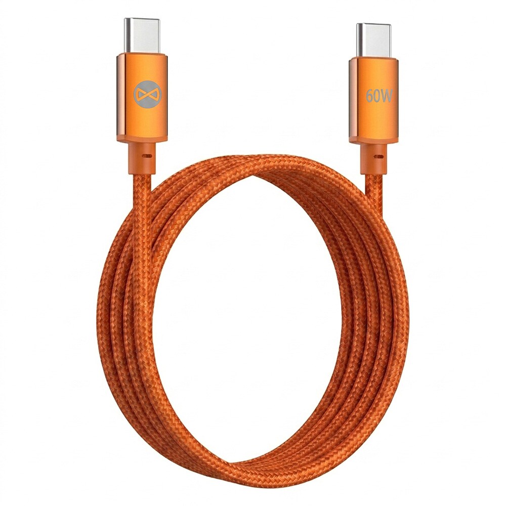 Forever Vibe USB-C-kabel 1 m 60 W – Orange / Hurtigopladningskabel / USB-C-datakabel
