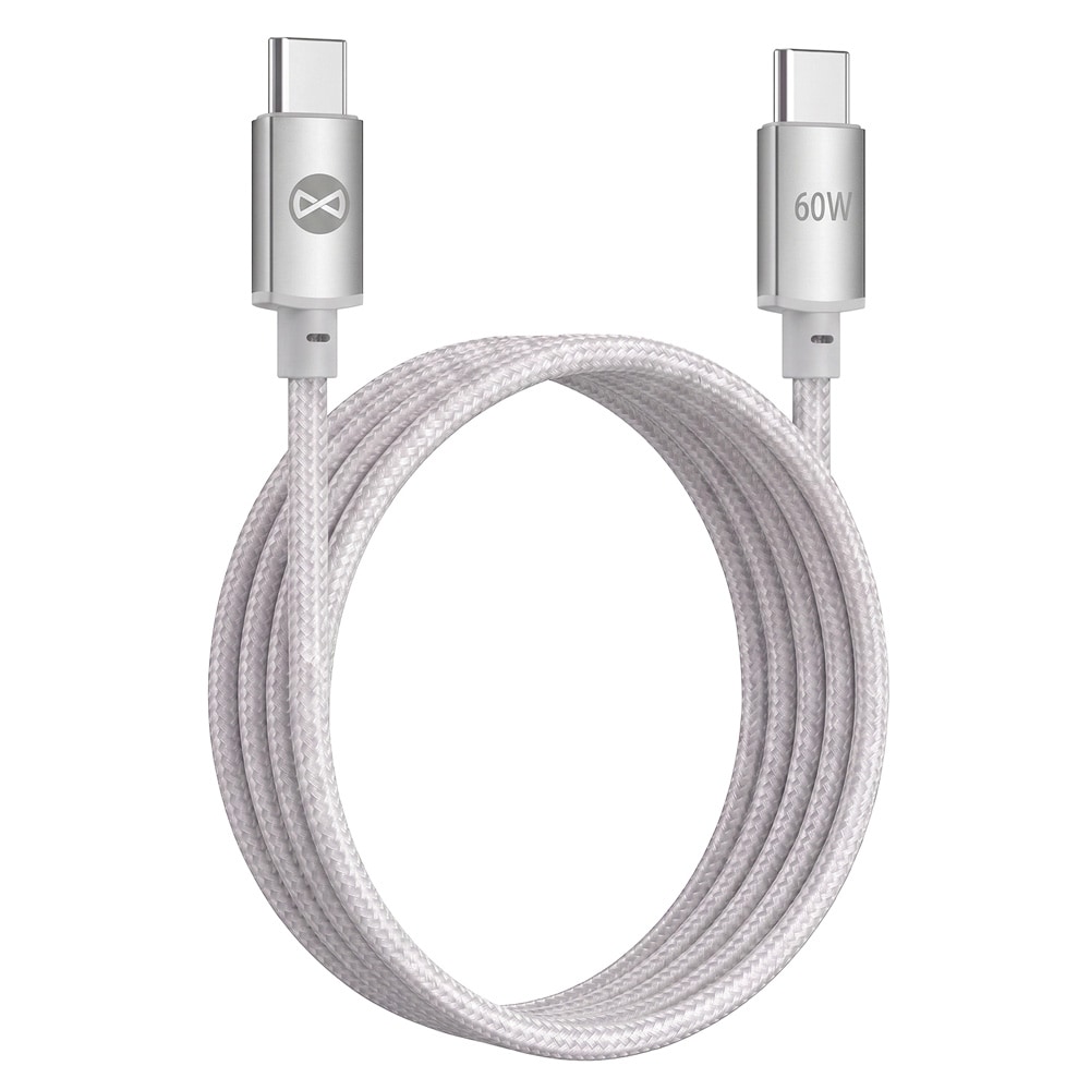 Forever Vibe USB-C-kabel 1 m 60 W – Sølv / Hurtigopladningskabel / USB-C-datakabel
