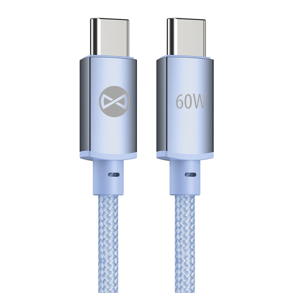 Forever Vibe USB-C-kabel 1 m 60 W – Blå / Hurtigopladningskabel / USB-C-kabel til dataoverførsel