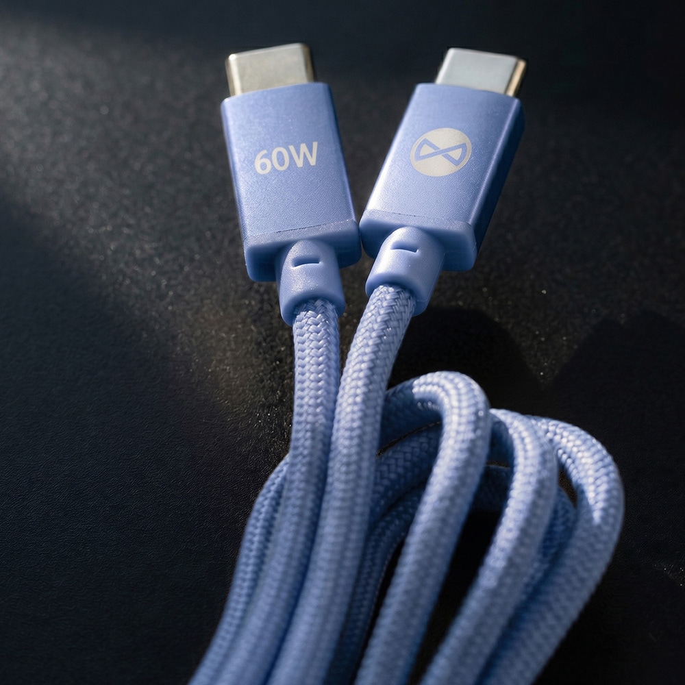 Forever Vibe USB-C-kabel 1 m 60 W – Blå / Hurtigopladningskabel / USB-C-kabel til dataoverførsel