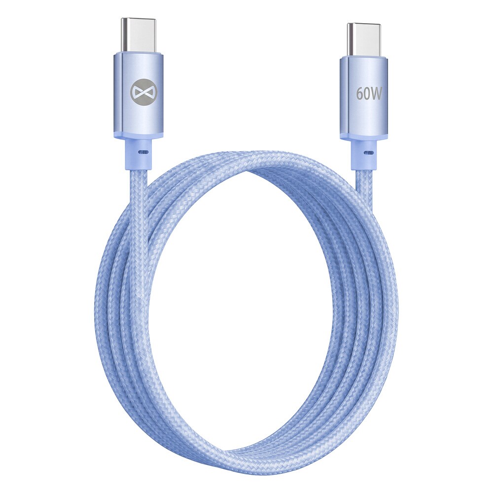 Forever Vibe USB-C-kabel 1 m 60 W – Blå / Hurtigopladningskabel / USB-C-kabel til dataoverførsel