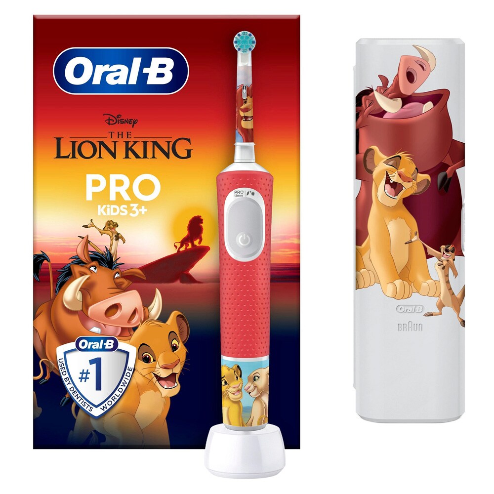 Oral-B PRO Kids 3+ Løvernes Konge + etui / Elektrisk tandbørste til børn / Genopladelig elektrisk tandbørste 3+