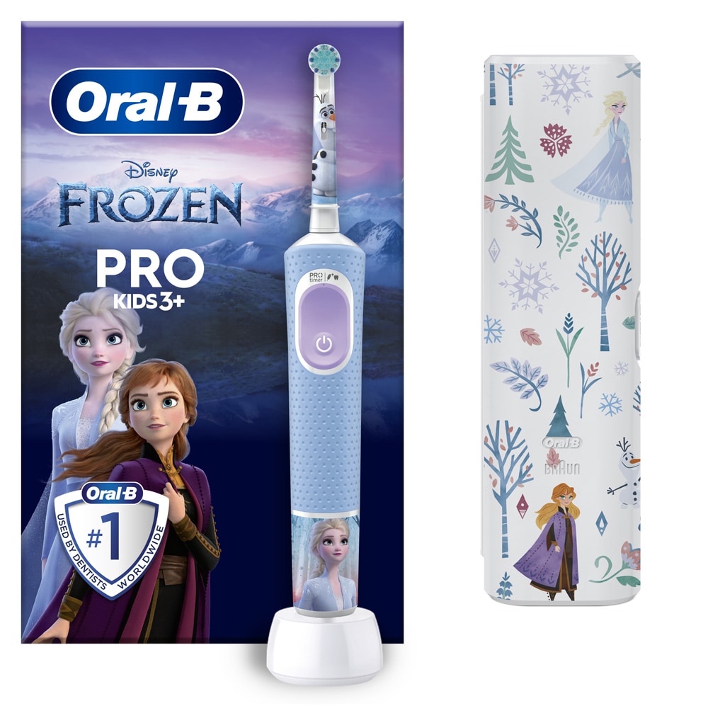 Oral-B Pro Kids Frozen 3+ rejsetaske / Elektrisk tandbørste til børn / Genopladelig elektrisk tandbørste