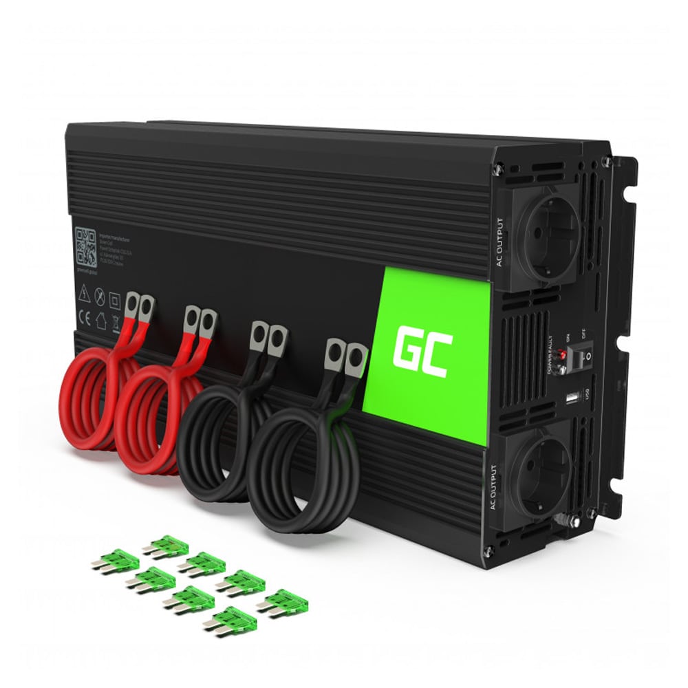 Green Cell INV11 spændingsomformer 12 V til 230 V / ren sinus / 2000 W – 4000 W maks