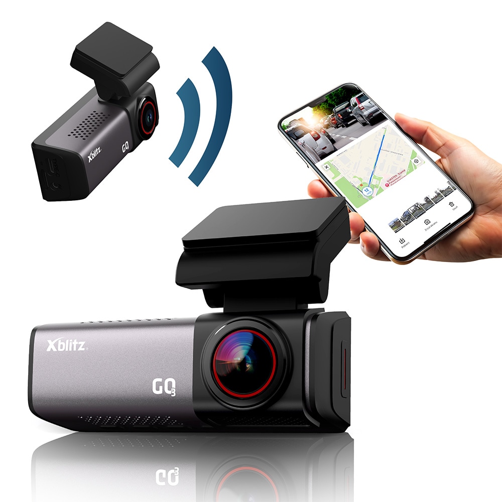 Xblitz GO3 dashcam / bilkamera / forrudekamera med 4K, GPS, Wi-Fi og 150° vidvinkel