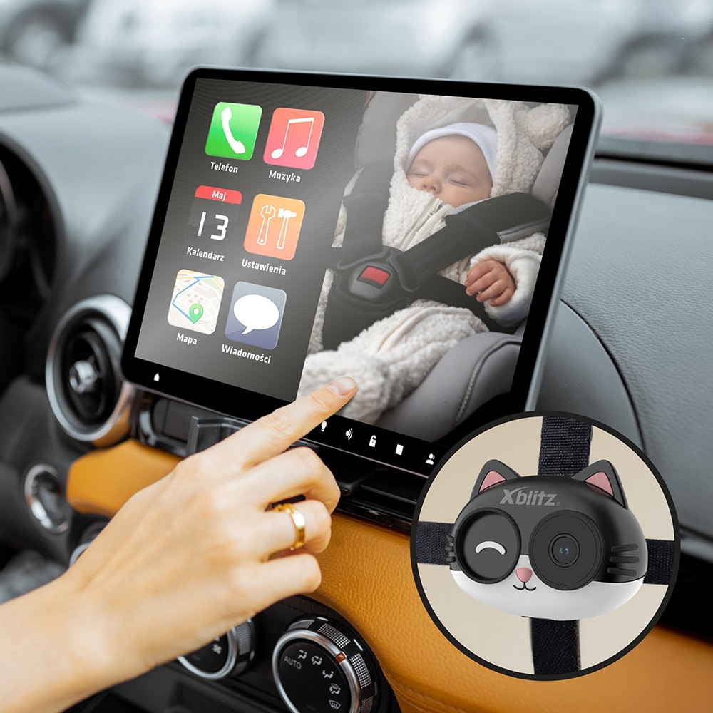 Xblitz Coco Car babyalarm til bilen med CarPlay-adapter / Babykamera / Bagsædekamera