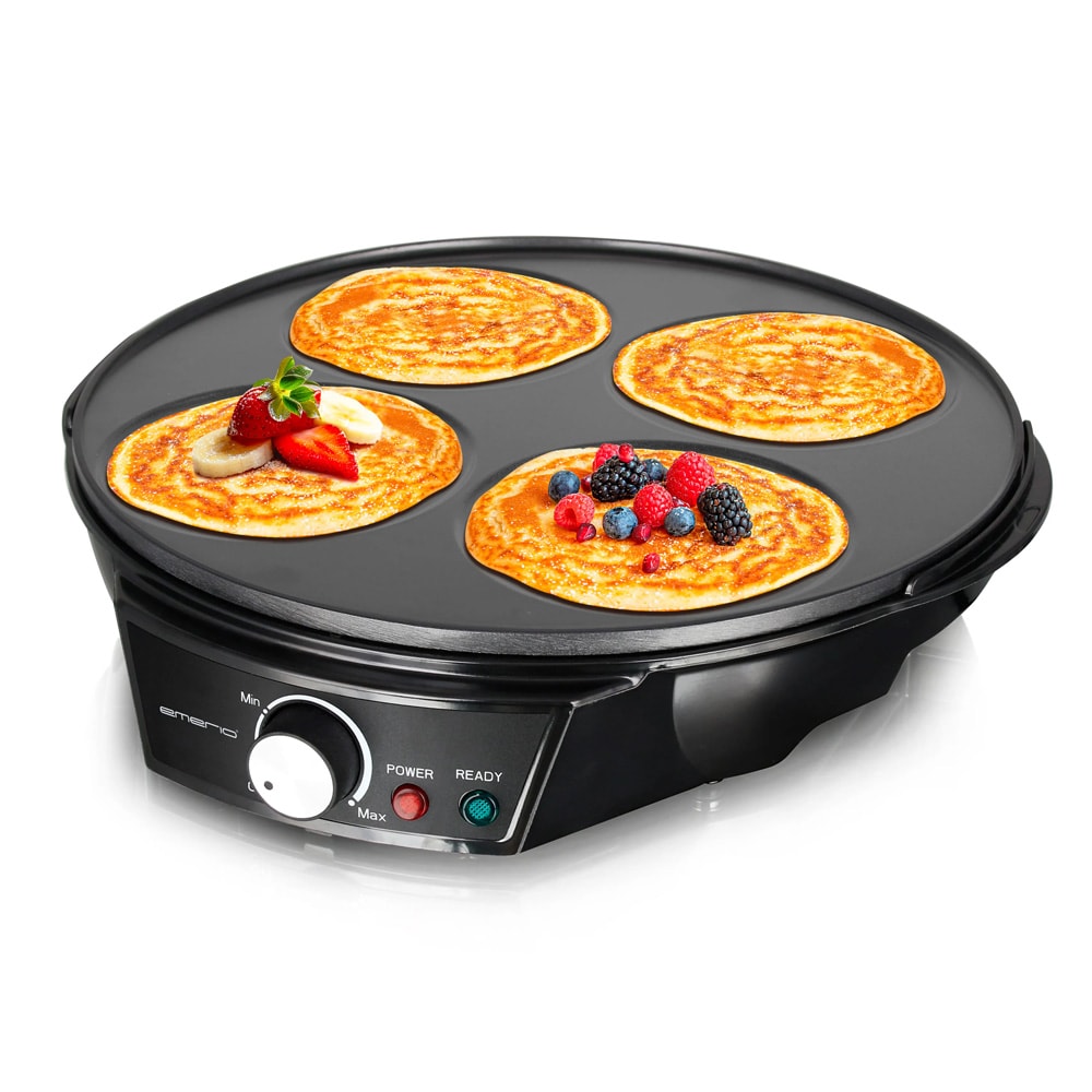 Emerio pandekagejern / Elektrisk pandekagejern med termostat / Crêpes-jern til fire pandekager