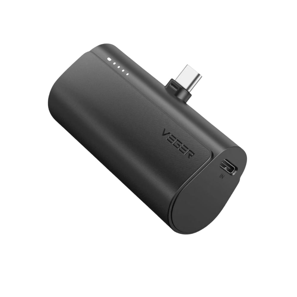 Veger PLUG ON W0556/V0556 Powerbank PD 3A 20W 5000mAh USB-C – Svart / Mini-powerbank med stik