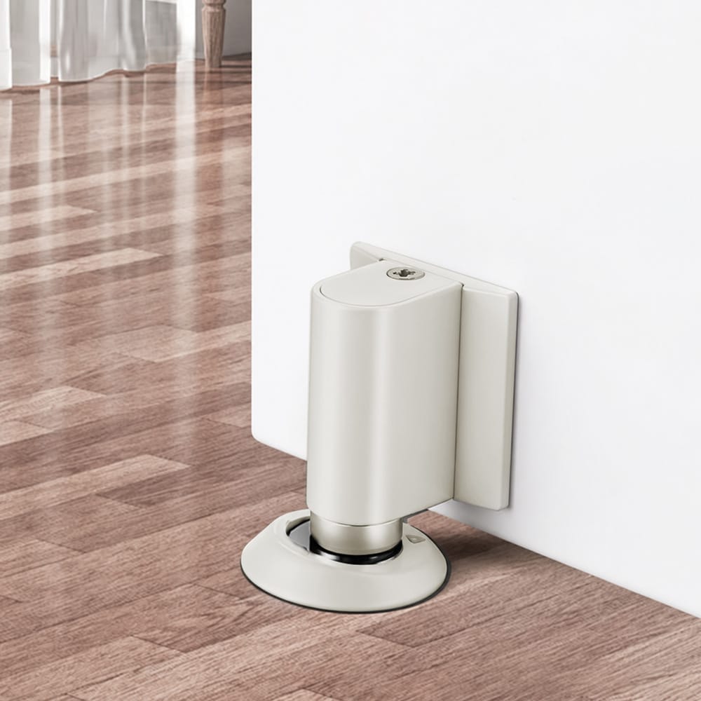 Magnetisk dørstopper / dørholder med tape eller skruemontering – Hvid
