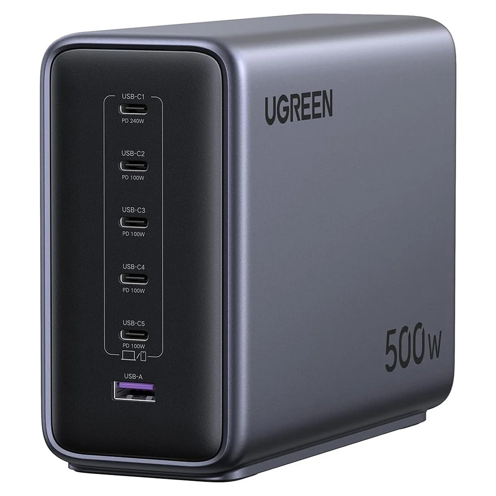 Ugreen Nexode X759 opladningsstation 500 W 5 A med 1xUSB, 5xUSB-C / USB-C-opladningsstation / GaN-oplader