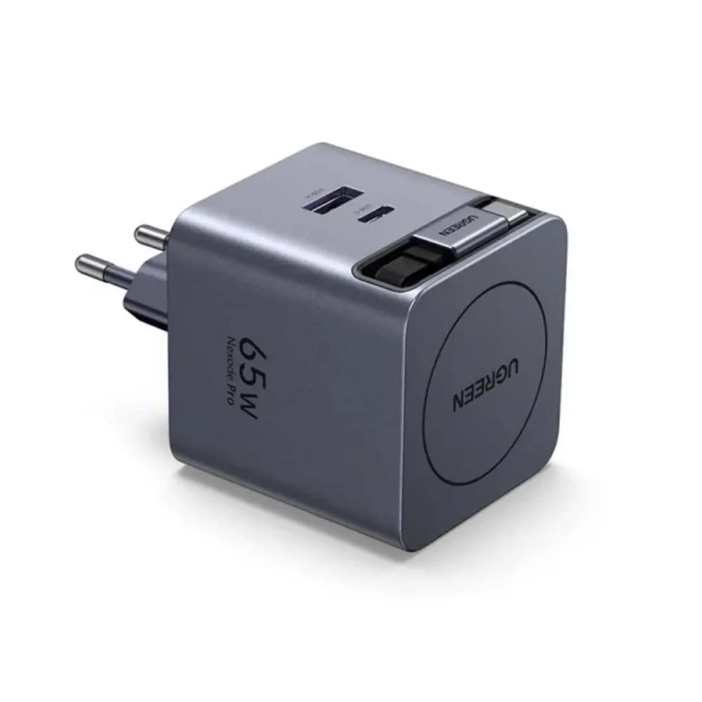 Ugreen Nexode X615 oplader 65 W / GaN-oplader med udtrækkeligt USB-C-kabel og 3 udgange