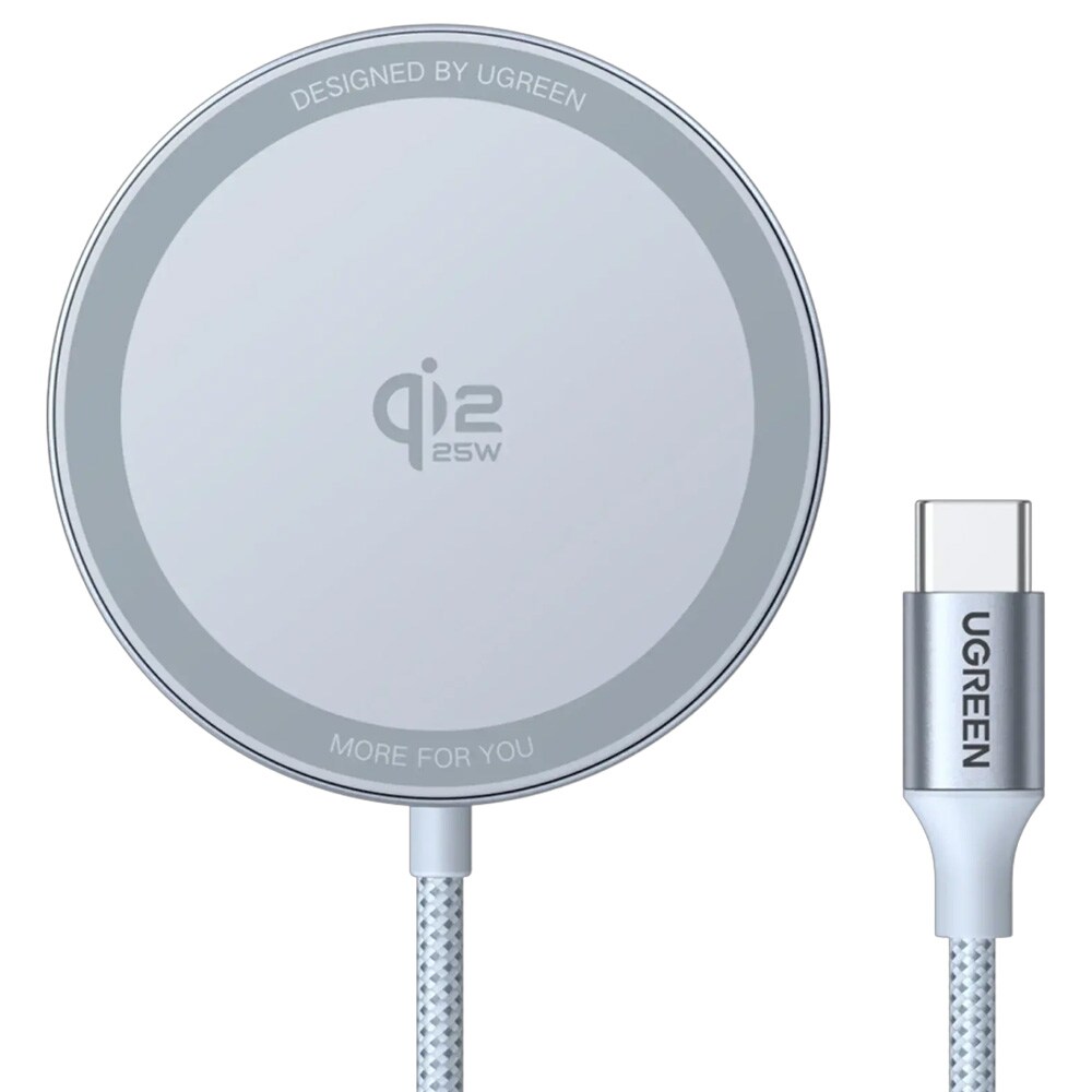 Ugreen MagFlow 25 W trådløs opladningsplade – Blå / Qi 2.2-oplader / Magnetisk trådløs oplader