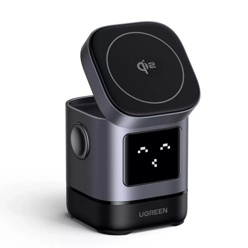 Ugreen W709 Uno 2-i-1 trådløs opladningsholder 15 W 1,67 A – Svart / Qi2-opladningsstation / MagSafe-holder