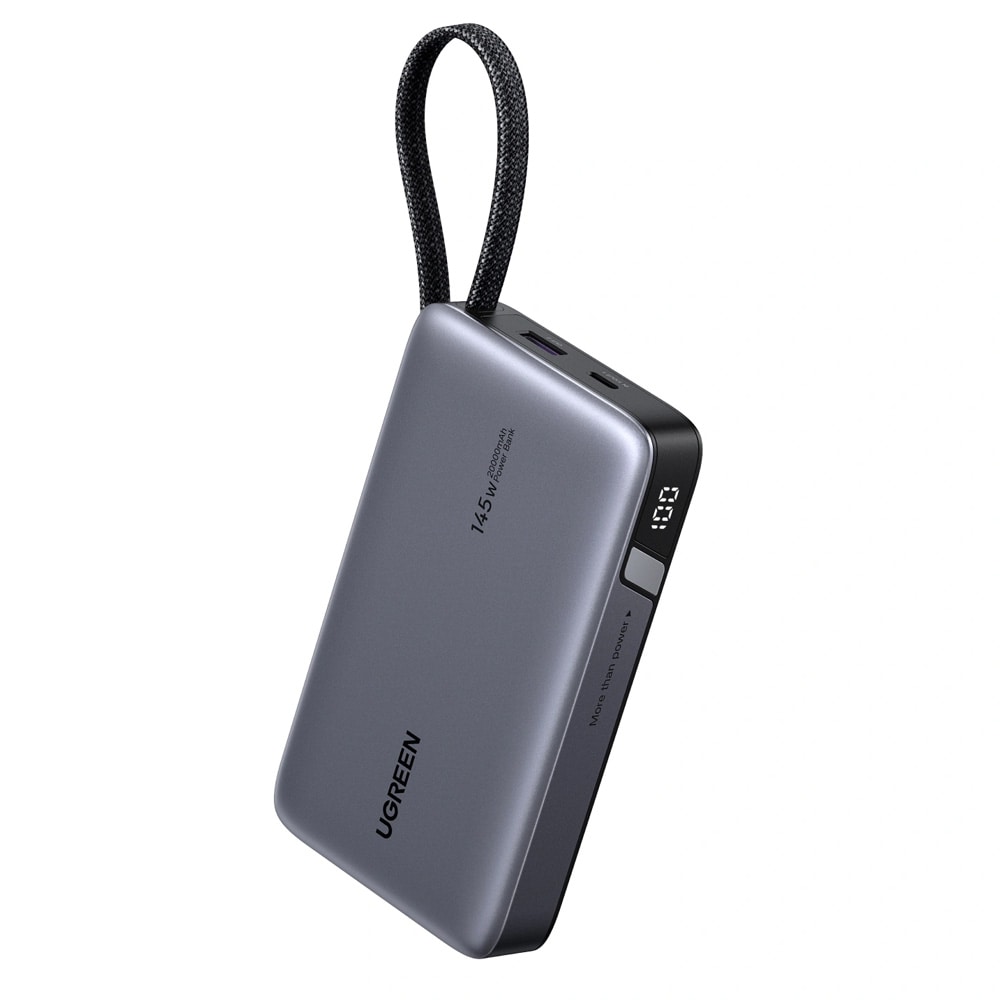 Ugreen Powerbank PB551 20000mAh 145W QC + PD – Grå / Powerbank til bærbar computer / Powerbank med kabel