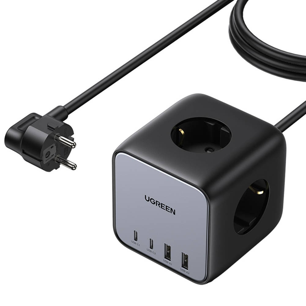 Ugreen CD268 stikdåse Nexode DigiNest Cube 3x Schuko, 2xUSB, 2xUSB-C / USB-stikdåse