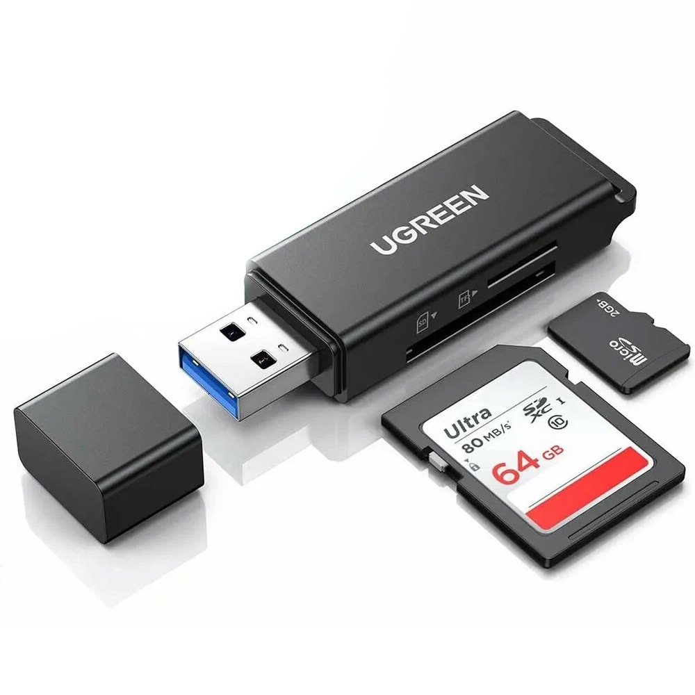 Ugreen CM104 USB 3.0 SD- og microSD-kortlæser / USB-A-kortlæser / SD-kortadapter
