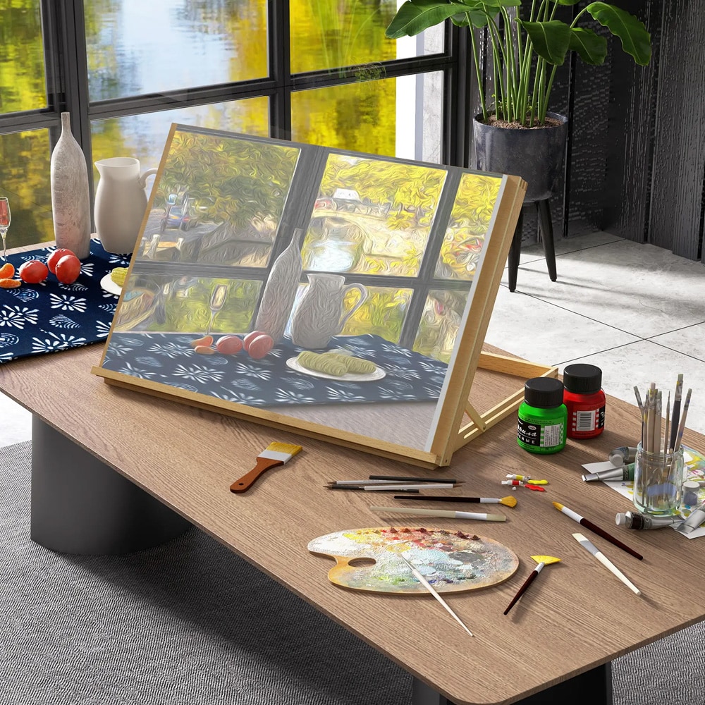 Vinsetto sammenklappeligt bordstativ 75,8 x 51 cm / Justerbart bordstativ / Tegnebord i bøgetræ