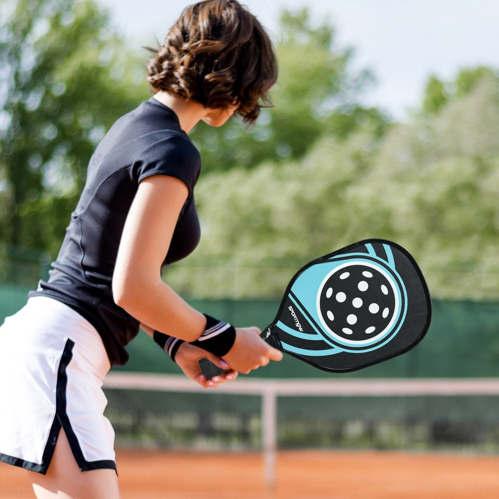 Sportnow Pickleball-sæt med 4 ketsjere og 4 bolde / Ketsjere af poppeltræ / Ketsjersæt med bæretaske
