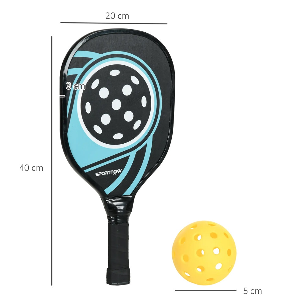 Sportnow Pickleball-sæt med 4 ketsjere og 4 bolde / Ketsjere af poppeltræ / Ketsjersæt med bæretaske
