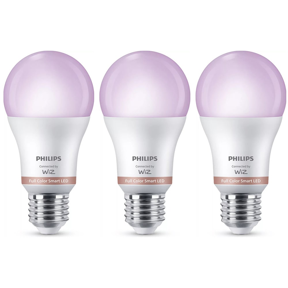 Philips RGB Smart-pære E27 A60 8,8 W, 3-pak / WiFi-LED-pære / RGB-smartpære 806 lm