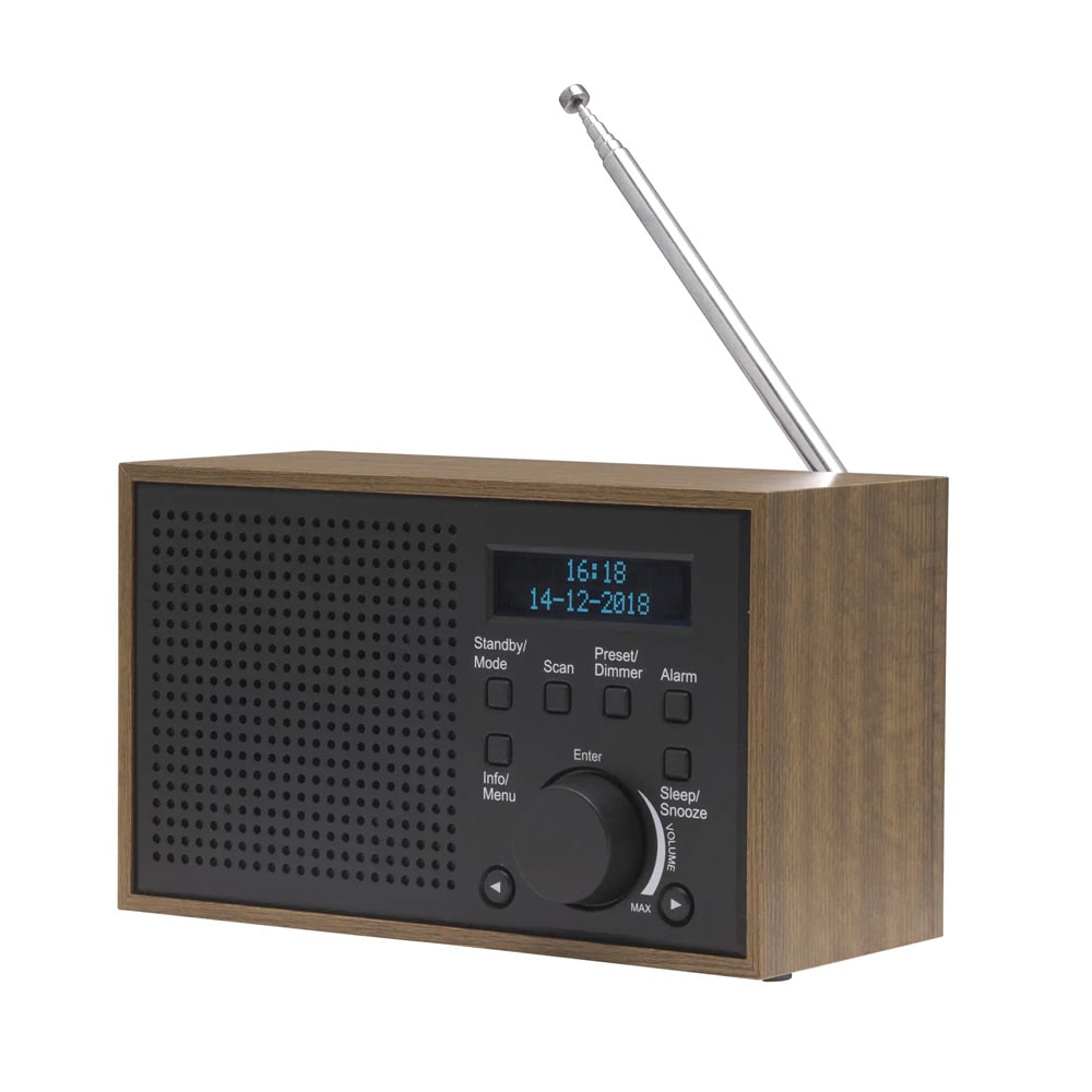Denver DAB-46DGR DAB-FM-radio – Bærbar DAB-radio – Vækkerradio med alarm